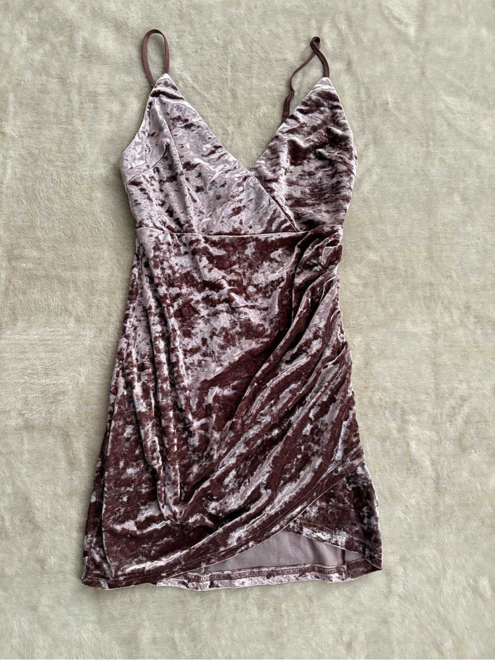 Forever 21 Crushed Velvet Dress in Mauve Brown